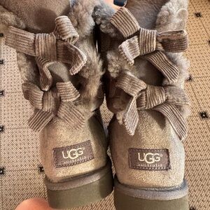 Gray UGG Bailey Bow Boots